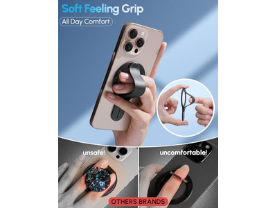 Magnetisk telefon ringholder til kompatible smartphones sorte
