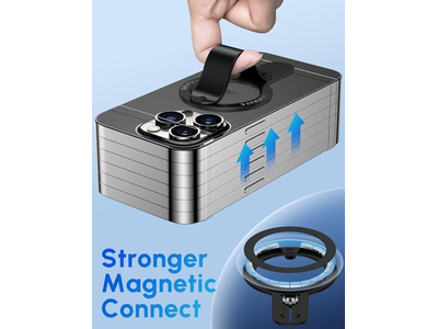 Magnetisk telefon ringholder til kompatible smartphones sorte