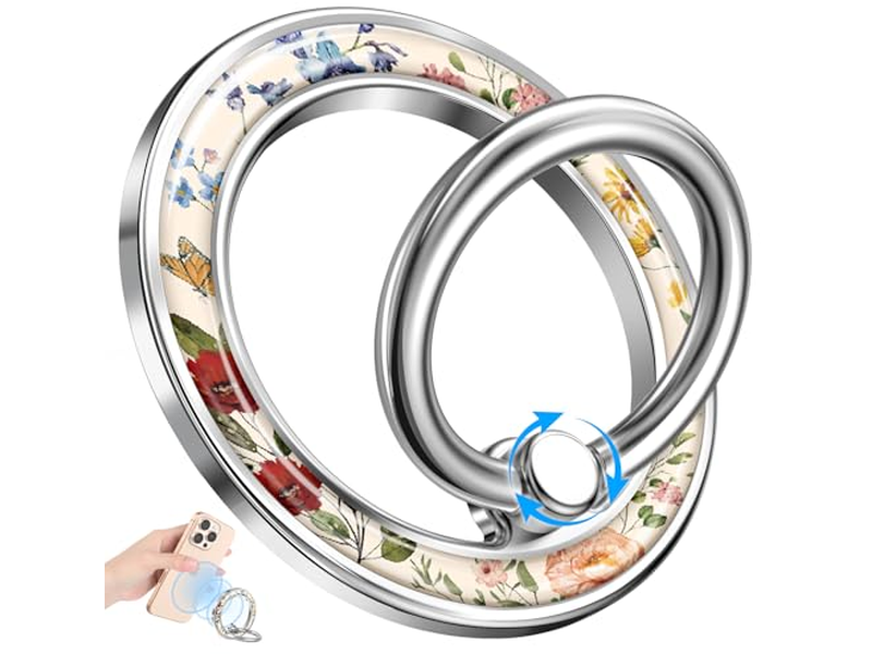 Magnetisk telefon ringholder greb stå med blomsterdesign