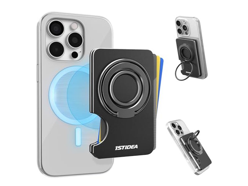 Magsafe tegnebog Magnetisk telefonkortholder slank hård sag sort