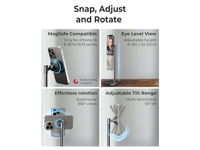 Justerbar magnetisk iPhone Stand til skrivebordet telefonholder