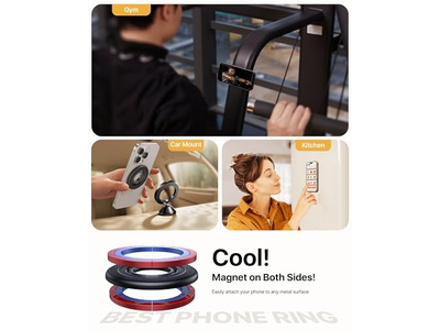 Dobbeltsidet magnetisk telefongreb til MagSafe Strong Ring Holder Blac