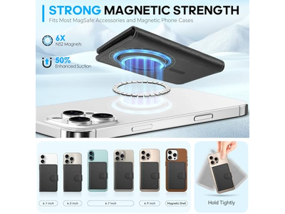 Ægte lædermagnetisk kortholder med RFID -blokering og 6 slots