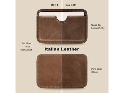 Håndlavet læderkort tegnebog - Slim Magnetic - 2 -Card Holder - Coco