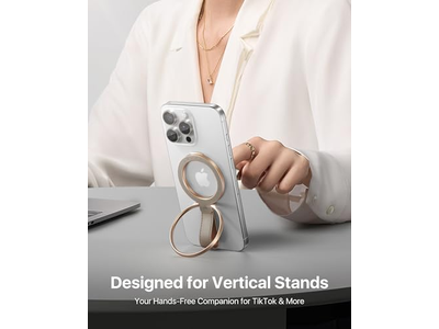 Lædermagnetisk telefongreb med justerbar ringkickstand til magsafe