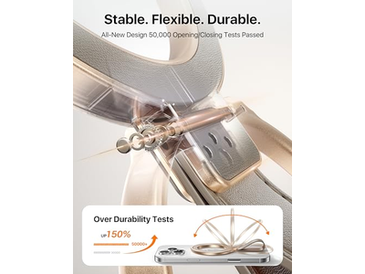 Lædermagnetisk telefongreb med justerbar ringkickstand til magsafe