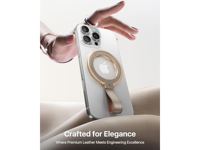 Lædermagnetisk telefongreb med justerbar ringkickstand til magsafe