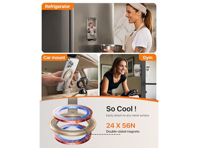 Lædermagnetisk telefongreb med justerbar ringkickstand til magsafe