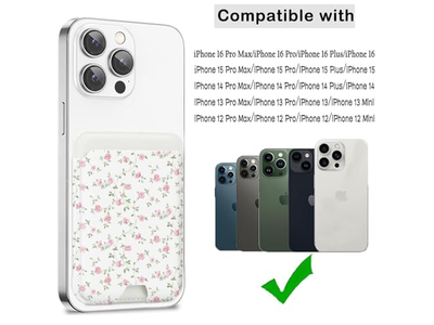 Magnetisk kortholder tegnebog kompatibel med iPhone passer til 3 kort lyserød