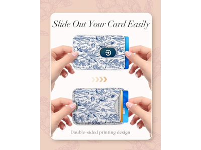 Magnetisk kortholder tegnebog til iPhone - blå blomstermønster passer til 3 C