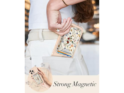 Magnetisk kortholder tegnebog med blomstermønster til iPhone -serien