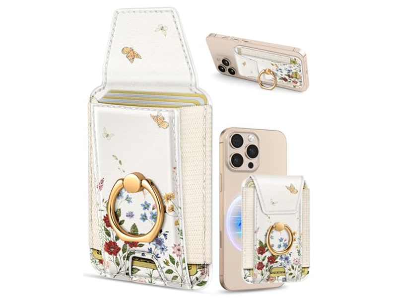 Magnetisk kortholder med ringstativ til telefon - passer til 7 kort