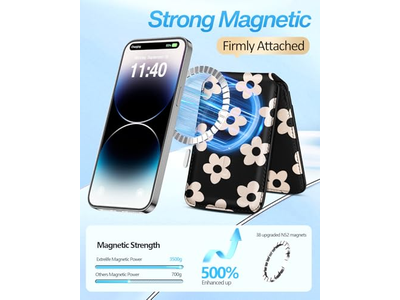 Magnetisk foldekort Holder tegnebog til telefoner RFID Blokering 4 kort F