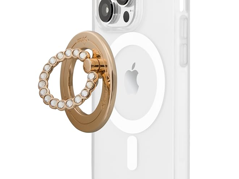 Magnetisk telefongreb og ringholder med roterbar kickstand