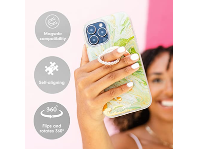 Magnetisk telefongreb og ringholder med roterbar kickstand