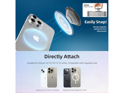 Magnetisk telefongreb indehaver med sammenfoldelig stand gennemsigtig lyserød