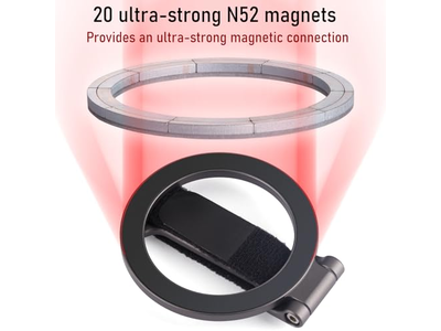 Magnetisk telefongreb kickstand med justerbar rem og stærke magneter