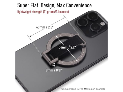 Magnetisk telefongreb kickstand med justerbar rem og stærke magneter