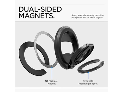 Magnetisk telefonholdergreb med kickstand og flaskeåbner - sort