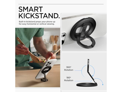 Magnetisk telefonholdergreb med kickstand og flaskeåbner - sort