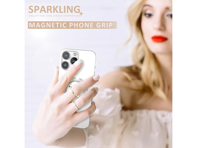 Magnetisk telefon ringholder og greb kompatibel med trådløs opladning