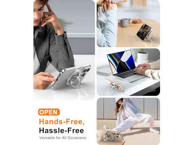 Magnetisk telefon ringholder til mobiltelefoner tosidet stand sølv