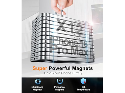 Magnetisk telefon ringholder til mobiltelefoner tosidet stand sølv