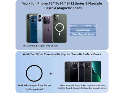 Magnetisk telefon ringholder til magsafe justerbar grebstativ fjernelse