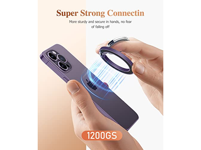 Magnetisk telefonringsholder med justerbar stativ og kickstand - Purpl