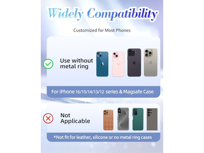 Magnetisk telefon ringholder med aftageligt fingergreb - glitterdesign