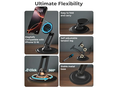 Magnetisk telefonstativ til skrivebord MAG360 Justerbar MagSafe Stand