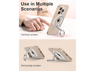 Magnetisk telefonstativ med ringholder og justerbar kickstand