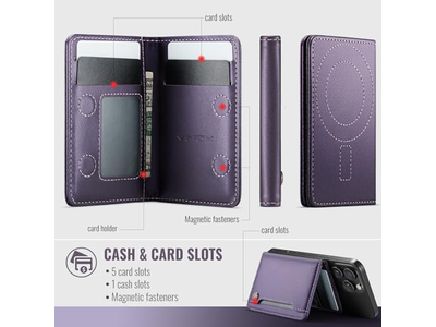 Magnetisk RFID -blokerende kortholder kompatibel med MagSafe -telefoner Pur