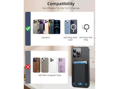 Magnetisk tegnebog til iPhone 7 kortholder læder minimalistisk RFID BL