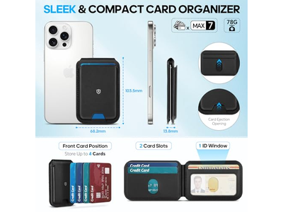 Magnetisk tegnebog til magsafe ægte læder 6 -kortholdere RFID blo