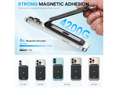 Magnetisk tegnebog til magsafe ægte læder 6 -kortholdere RFID blo