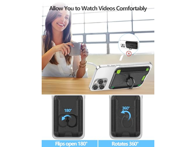 Magnetisk tegnebog til telefon 6-Card Holder RFID Blokerende sort