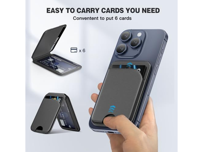 Magnetisk tegnebog til telefonjusterbar læderkortholder og stå