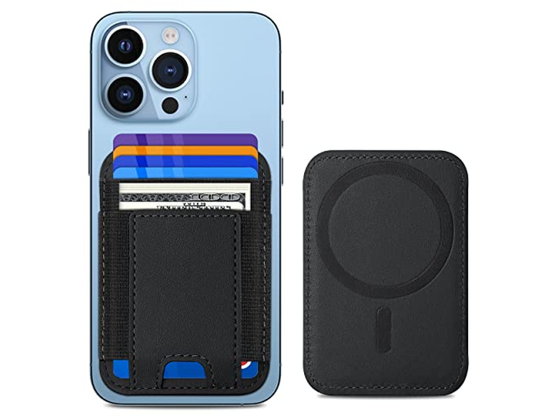 Magnetisk tegnebog med 2 kortslots til iPhone vegansk læder sort