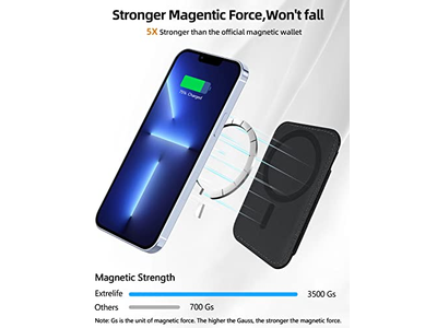 Magnetisk tegnebog med 2 kortslots til iPhone vegansk læder sort