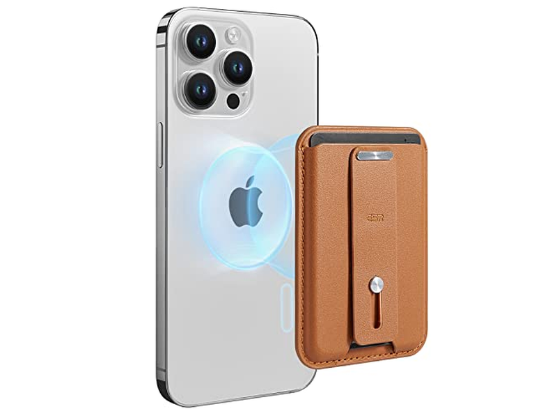 Magnetisk tegnebog med 3-kortholder og fingersløjfe vegansk læderbro