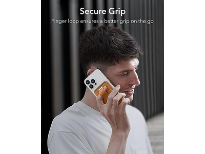 Magnetisk tegnebog med 3-kortholder og fingersløjfe vegansk læderbro