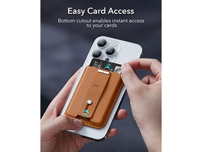 Magnetisk tegnebog med 3-kortholder og fingersløjfe vegansk læderbro