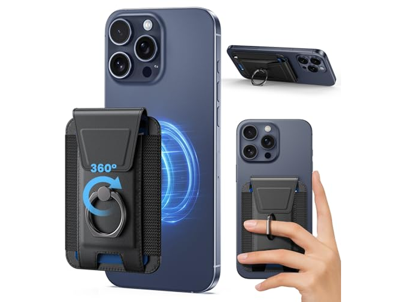 Magnetisk tegnebog med justerbar 360 -graders ring og RFID -blokerende klap