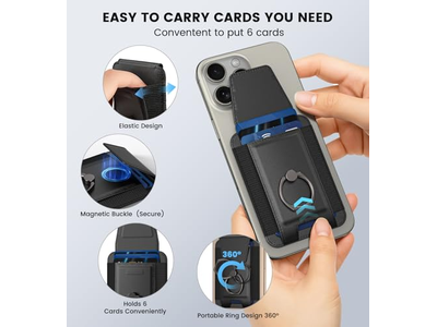 Magnetisk tegnebog med justerbar 360 -graders ring og RFID -blokerende klap