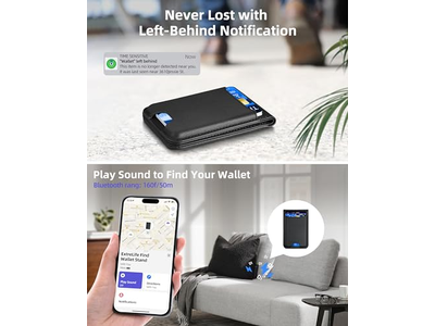 Magnetisk tegnebog med justerbar stand 3 kort slots vegansk læder bl