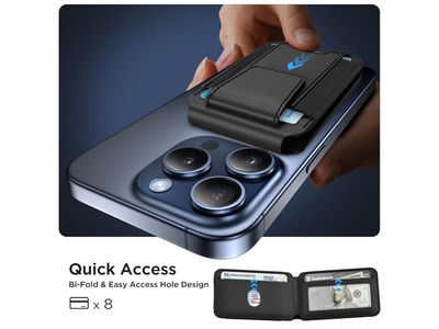 Magnetisk tegnebog med justerbar stativ og RFID blokerer 3 slots til bil