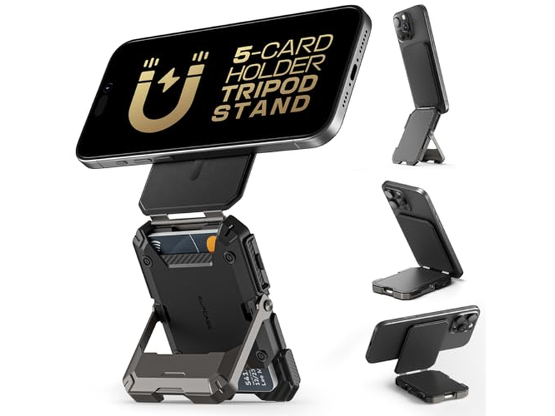 Magnetisk tegnebog med stativ holder 5 kort RFID blokerende sort