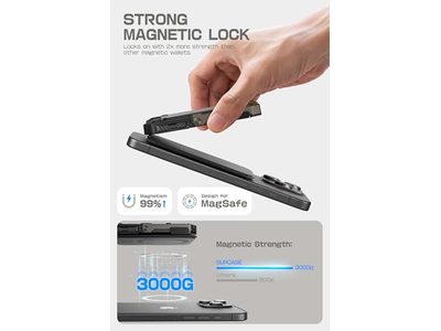 Magnetisk tegnebog med stativ holder 5 kort RFID blokerende sort