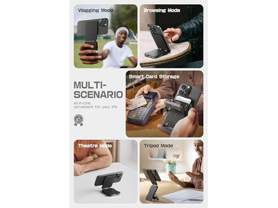 Magnetisk tegnebog med stativ holder 5 kort RFID blokerende sort